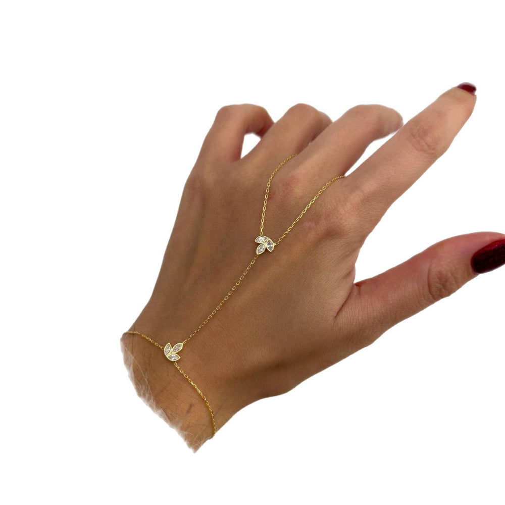 new arrival leaf mitten bracelet bridal jewelry casualclassy sense diamond-encrusted hand chain for women