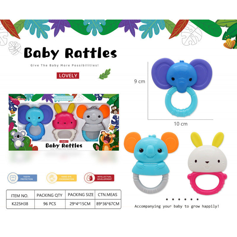 Cross-border export baby toys 0-1 years old gift box rattle set newborn baby soothing hand crank grip puzzle