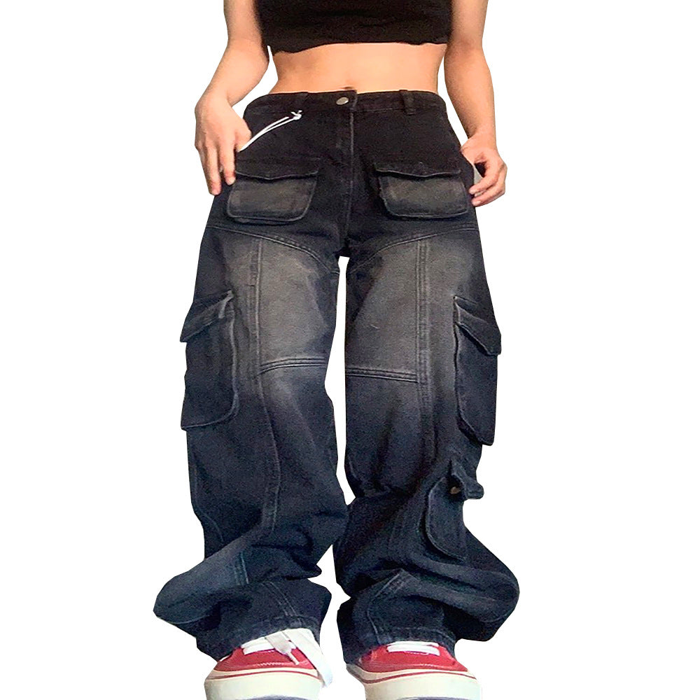 European and american cross-border women's clothing:  african-inspired jeans - trendy, streetwear-style, versatile, multi-pocket denim pants
