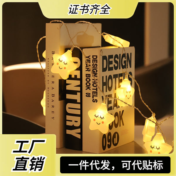 ins lanterns cute smiley stars led light string girl heart room baby room bedroom holiday decorative lights
