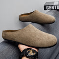 Soft bottom mule slippers for men winteroutwear old money style lazy casual slip-on men's birkenstock shoes toe-cap half drag