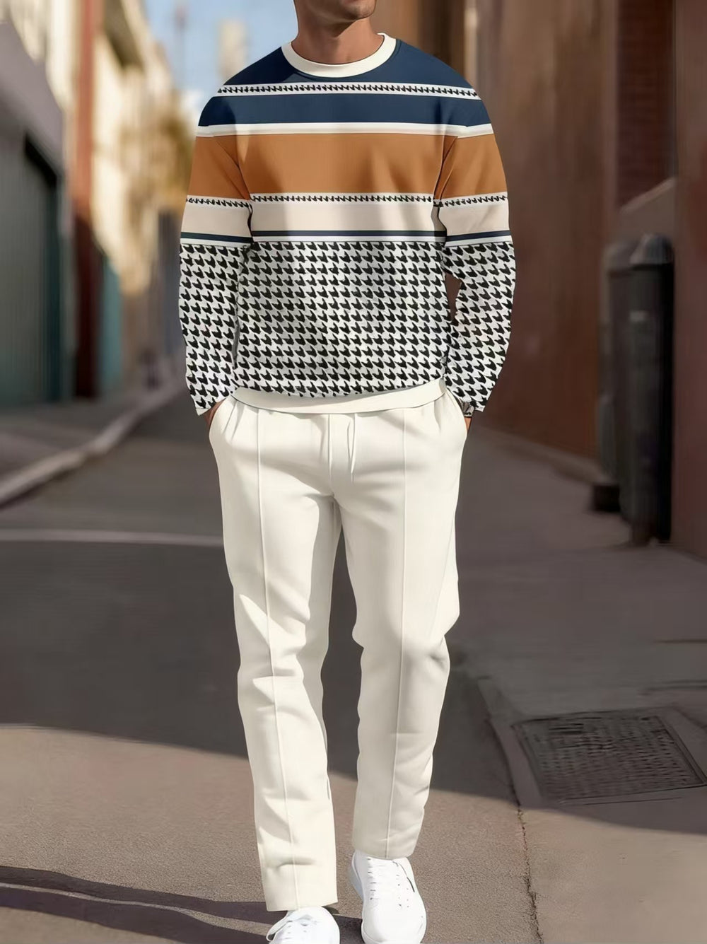 cross-border e-commerce 3d digital print men's autumn/winter new casual fitted long-sleeve hoodie and pants set