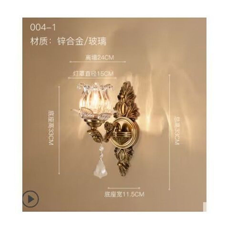 Three-head european style wall sconce - bedroom bedside lamp, wall-mounted living room background lighting, led corridor new arrival aisle fixture