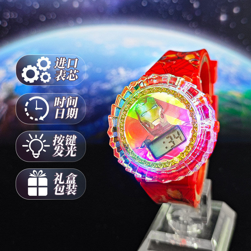 New light-up musical kids' watch with 360° rotating gyro electronic display - sanrio cartoon student toy watch