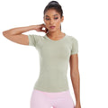 Spring/summer new one-piece knit short-sleeve crew neck sports t-shirt - running, fitness, slim-fit, breathable yoga top for women