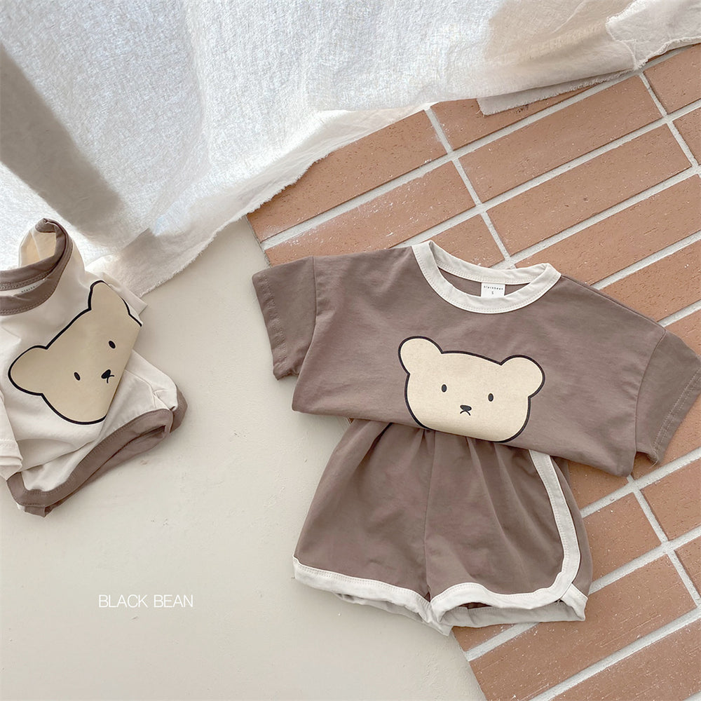 Summer korean style baby outfit set for 0-4 years old, ins-inspired loungewear for boys and girls, pure cotton breathable two-piece set