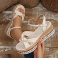 European and american plus size flat espadrille open-toe sandals,  summer new style, single strap buckle cross bows women's sandals, size 43