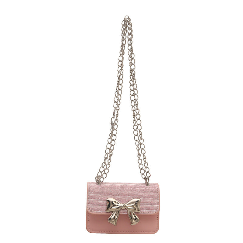 Fashion Bow Small Square Bag Mini Delicate Chain Shoulder Bag Trend Mini Premium Textured Niche Crossbody Bag