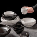 Personalized creative ceramic bowl for home rice bowl ceramic black and white dessert bowl one-person soup bowl noodle bowl