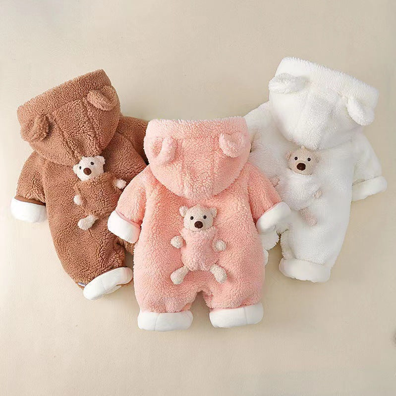 Infant and toddler spring and winter onesies, adorable lamb fleece-lined rompers, stylish and trendy baby outfits for both boys and girls, perfect for going out