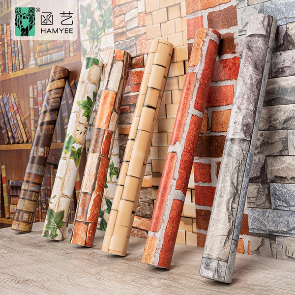 PVC wall covering manufacturer TV background wall decorative wallpaper 3D brick pattern wallpaper wallpaper self-adhesive bedroom