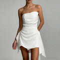 cross-border european and american women's clothing: new summer french chic solid color ruched bandeau mini dress