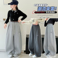 Girls' pants spring autumn sweatpants  new children's wide-leg pants spring style athletic casual pants mid-to-large children's straight-leg