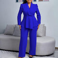 D549 european and american style women's winter new fashion elegant ol ruffle top wide leg pants fashion african outfit set