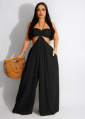 e-commerce source factory  hot selling sexy chiffon chest-wrapped backless wide-leg jumpsuit european and american women's clothing