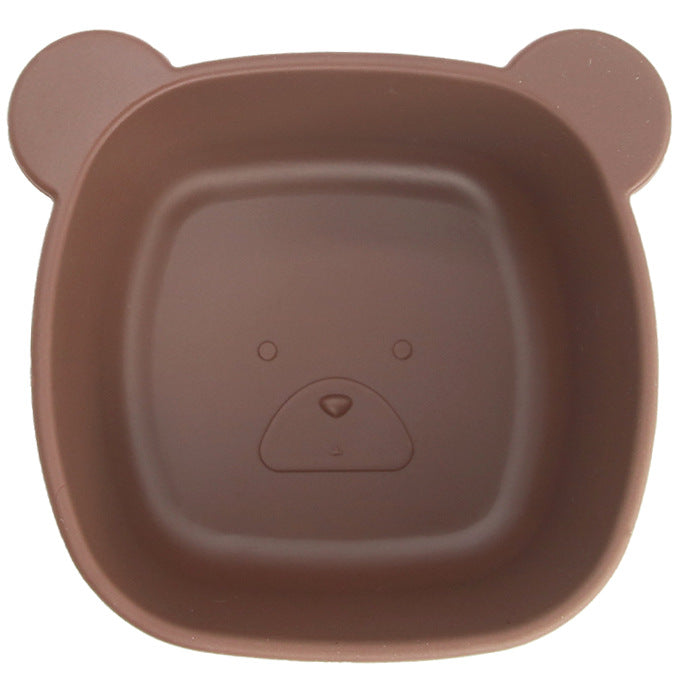 Customized silicone baby tableware set Children's complementary food bowl set Anti-drop grid tableware Silicone bib saliva pocket