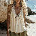 supply for europe and the us:  summer bohemian lace patchwork tank top with tie, loose fit, casual sleeveless top