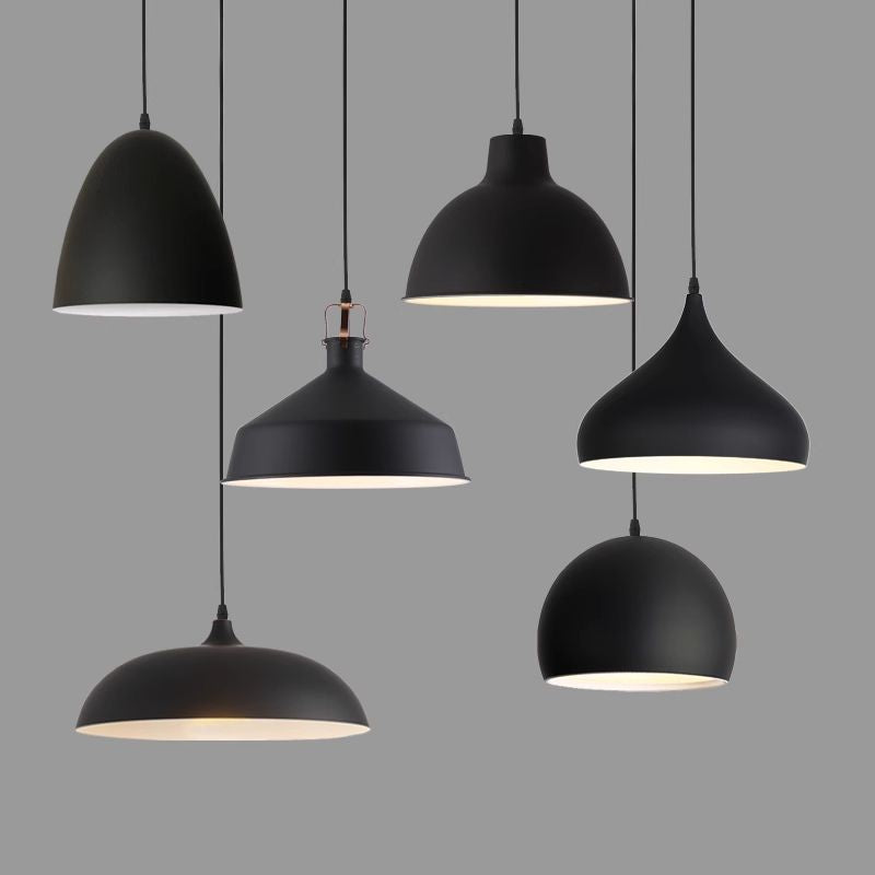 Minimalist industrial black projector light - retro creative restaurant, cafe, bubble tea shop, hot pot restaurant - unique pot lid pendant lamp
