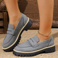Exportnew arrivalspring & fall loafers women's cross-border plus size frosted british small leather shoes thick heel thick soleretro women's flats