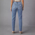 Independent station raw edge jeans for women new arrivalfashion ripped raw edge straight-leg pants stretch washed jeans