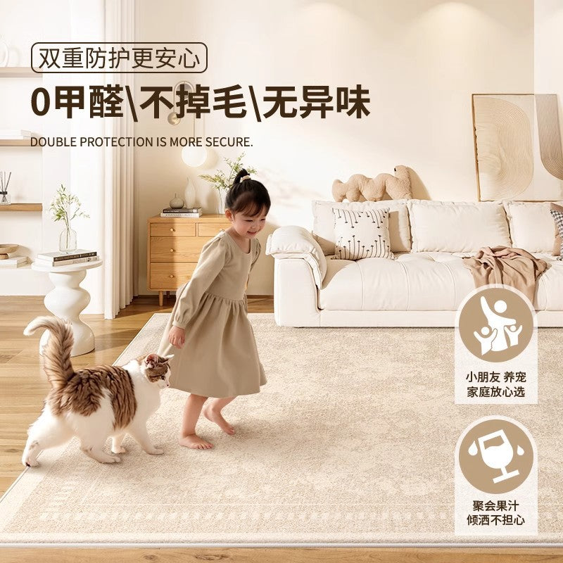 Creamy chic luxury waterproof & stain-resistant rug - new home collection, thickened, customizable, high-end area rug for living room, bedroom, or bedside