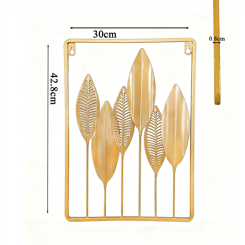 No-drill iron art wall decor - modern minimalist entryway, living room accent wall hanging - nordic metal decor