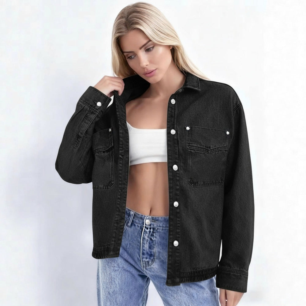 Fashion cross-border foreign trade  new style washed retro loosecasual early autumn new style slit denim shirt