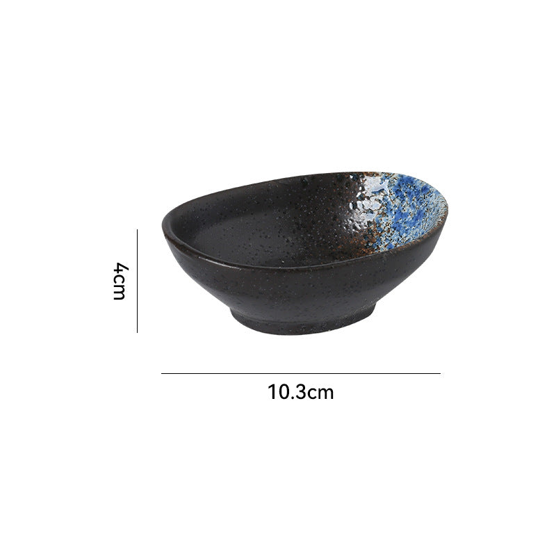 Japanese retro dipping sauce ceramic ingot dish - sushi topping, snack, and side dish plate - restaurant, hotel, and home use soy sauce dish
