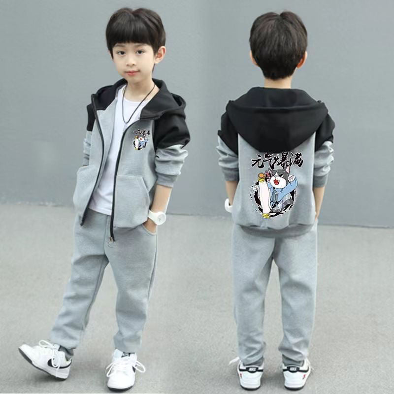 Boys' spring outfit set, kids' spring tracksuit two-piece set,  new arrival, big kids' sweatshirt, spring/autumn style, trendy and stylish