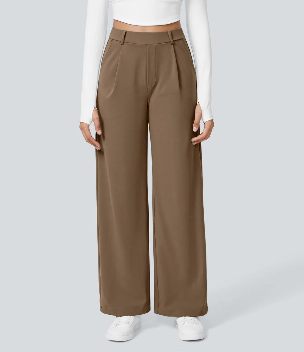 Amazon 2025 autumn new women's cross-border fashion casual solid color pocket loose fit suit pants - versatile and stylish