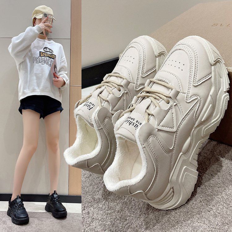Soft-soled dad shoes women's ins tide 2024 spring and autumn new cotton shoes little white shoes thick-soled super fire casual sports shoes