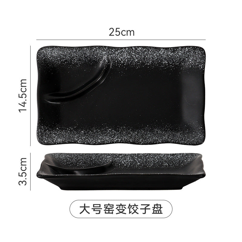 Sushi plate rectangular flat plate japanese ceramic tableware for homedumpling plate compartment plate creative western food plate dessert plate