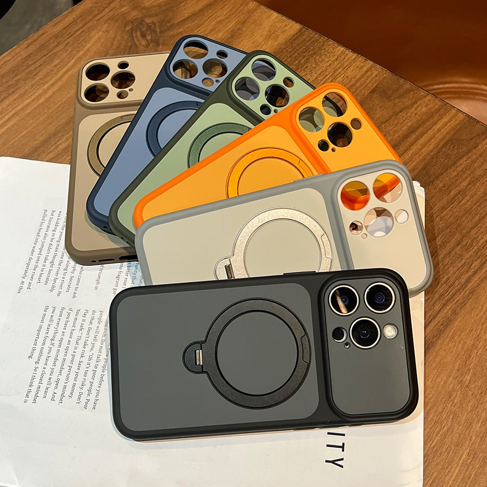 Suitable for contrasting color skin feel rotating magnetic holder apple 17 mobile phone case iphone18promax anti-fall hard case 16