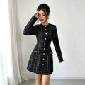 cross-border fashion: elegant chanel-inspired plaid long-sleeve dress - versatile and chic
