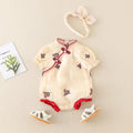 Infant and toddler summer romper, baby girl's cute cheongsam-style onesie, chinese traditional classical clothing, triangle bodysuit, crawling suit