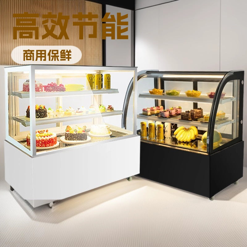 Air-cooled cake display case, glass refrigerated showcase, pastry display cabinet, western dessert refrigerated counter