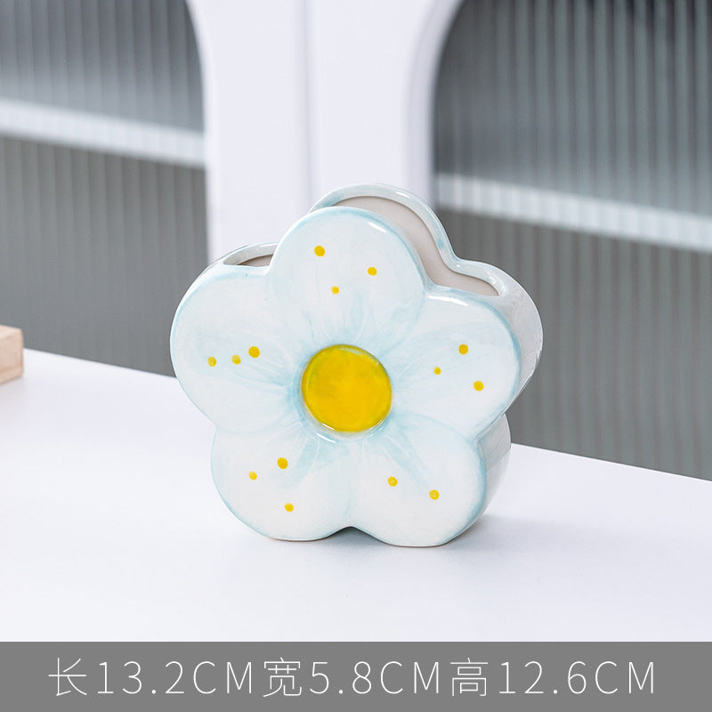 Tulip flower makeup brush holder office pen holder - trendy ins style bedroom decor desktop organizer