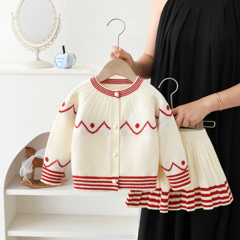 Girls' knitted sweater set - autumn  new collection: two-piece sweater dress for little girls