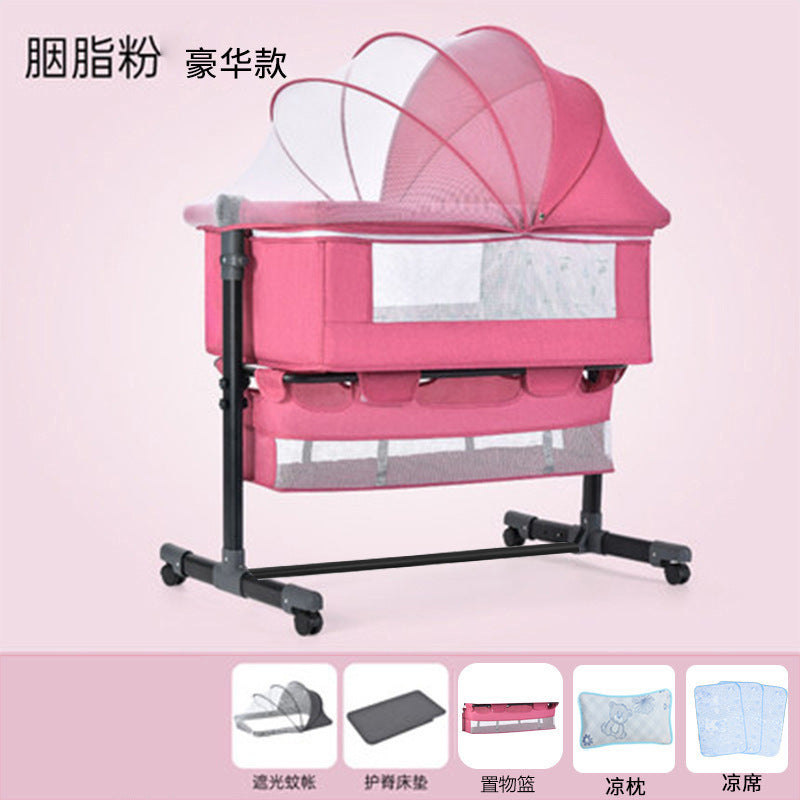 Baby crib newborn bed splicing large bed baby rocking bed bb children's bed cradle bed multifunctional movable foldable