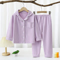 Derong pajamas kids pajamas men and women baby new autumn and winterlong sleevestwo-piece set boys and girls lapel home clothes