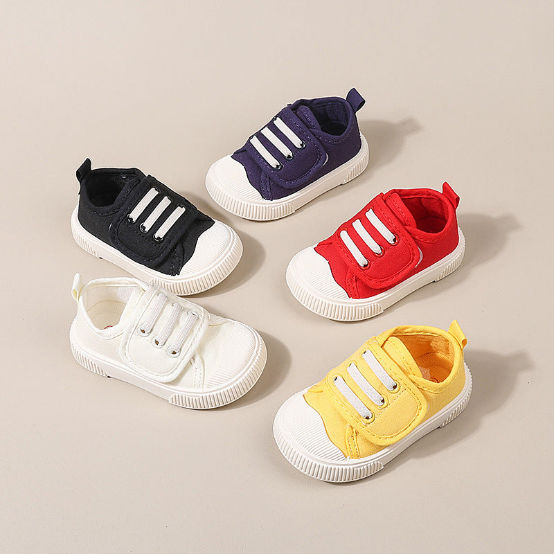 Kids' canvas shoes - breathable spring/autumn fashion sneakers for boys and girls - anti-slip velcro closure, soft sole