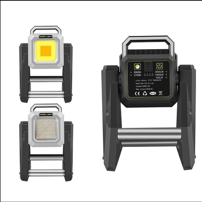 Cross-border LED floodlight outdoor lighting long battery life portable charging construction site floodlight projection light