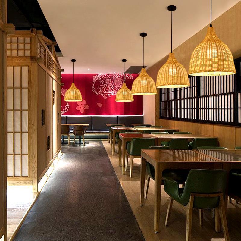 Japanese chandelier restaurant light tatami light new Chinese bamboo lamp zen light tea room light Chinese style bamboo art lighting