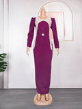 african plus size women's fashion v-neck european and american  sexy maxi dress with color block design