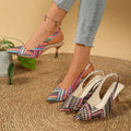 export style 2026 spring fashion pointed-toe high heels, sizes 40-42, patterned low-cut versatile office pumps