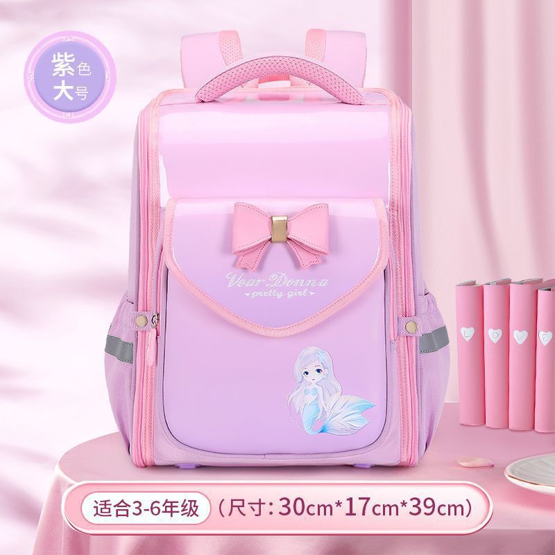 cute, good-looking, large-capacity, burden-reducing girl backpack, spine-protecting, lightweight, kidsren's primary school student schoolbag wholesale