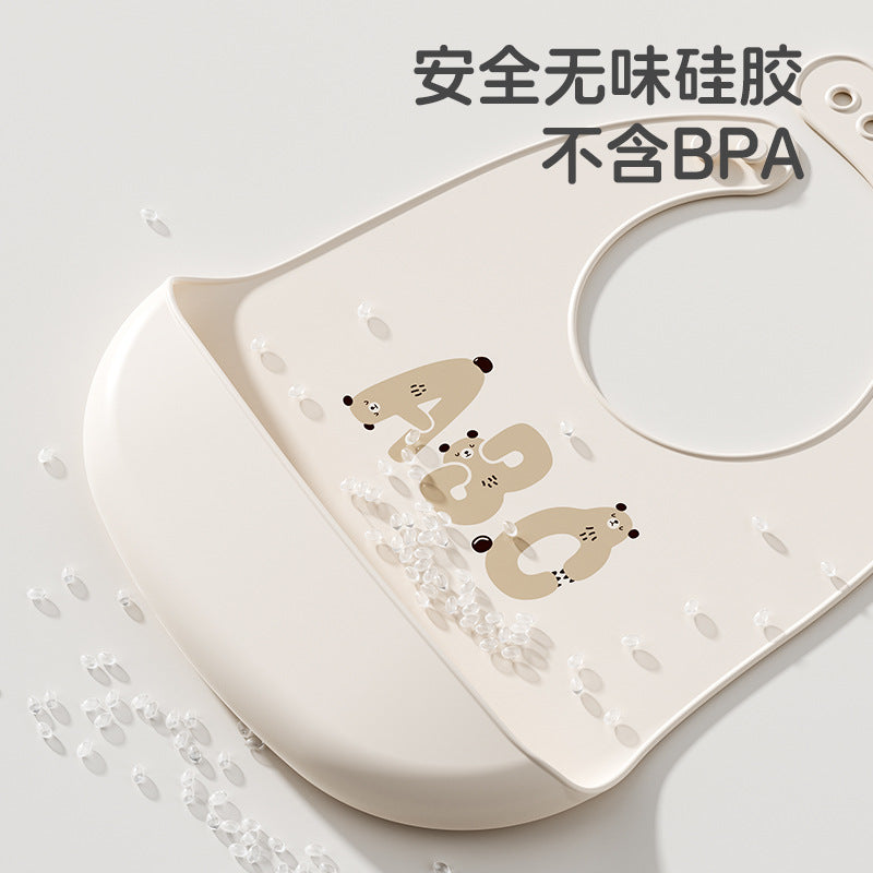 Baby silicone bibs maternal and infant products waterproofkids stereo bibs baby saliva rice pockets anti-dirty no-wash personalized