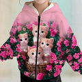 Kids' hoodie jacket, cross-border hot seller: cute cartoon print fashion zip-up hoodie for girls, dropshipping available