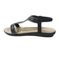 Flat bottom rhinestone & hotfix crystal roman sandals - women's 2025 summer new korean style plus size elastic band sandals