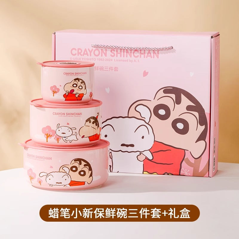 Crayon Xiaoxin Ceramic Instant Noodle Bowl Office worker bento bowl with lid Sealed bowl can enter microwave oven lunch box Rice bowl